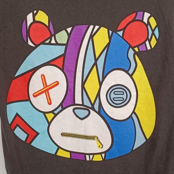 Imaginary Men's Shirt Black Graphic Sz S Teddy Bear Graffiti Color Streetwear - Picture 4 of 10